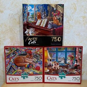 Buffalo Games and Rose Art - set of 3 Cats puzzles